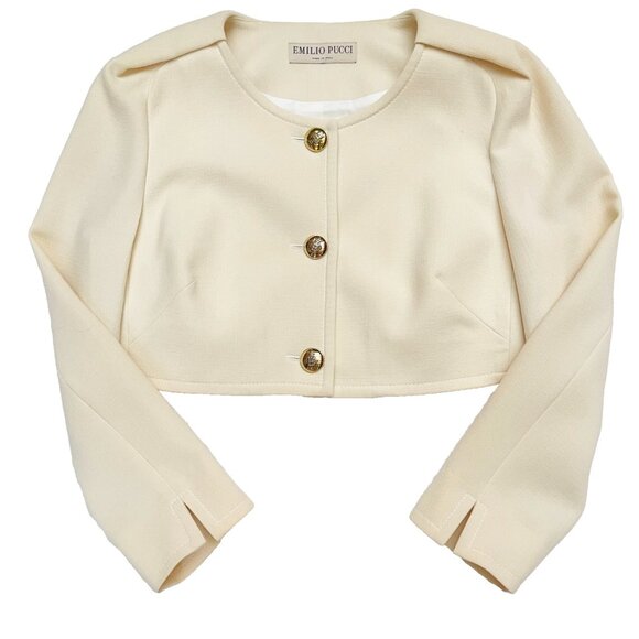 Emilio Pucci Crop Alabaster Silk Wool blend 2 Piec suit - Picture 13 of 17